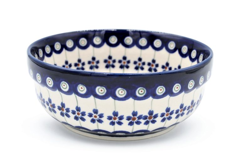 Bowl with rim small Dot and Flower, Boleslawiec Ceramics