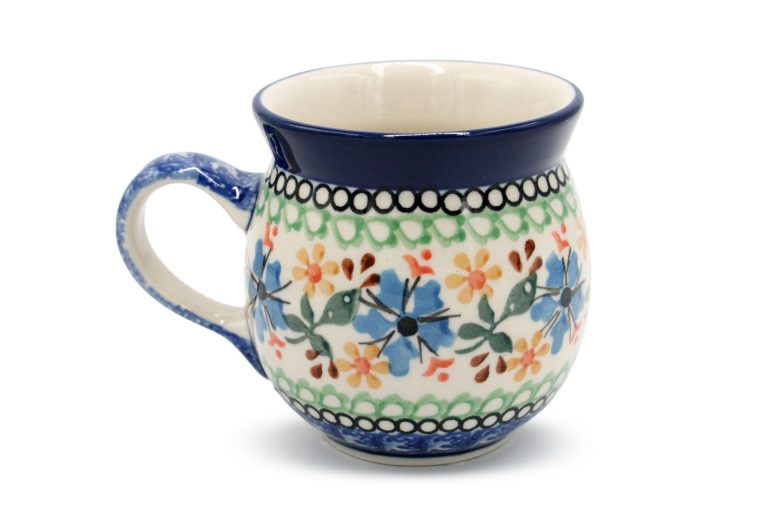 Small barrel mug Colorful Flowers, Ceramika Boleslawiec