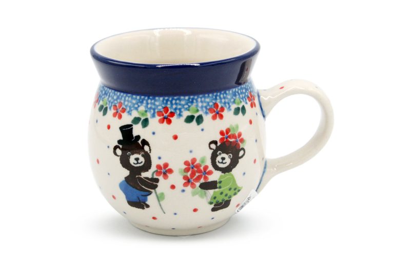 Barrel mug small Bears and Flowers, Ceramika Boleslawiec