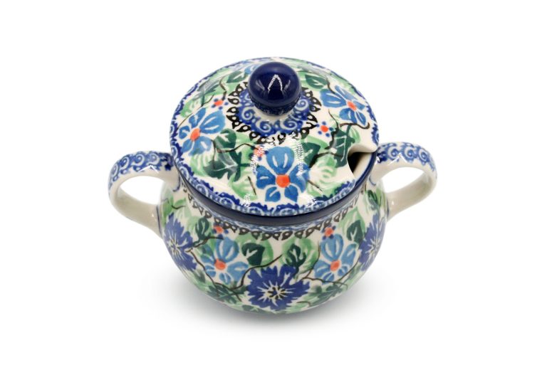 Sugar Bowl Blue Flowers, Ceramika Boleslawiec