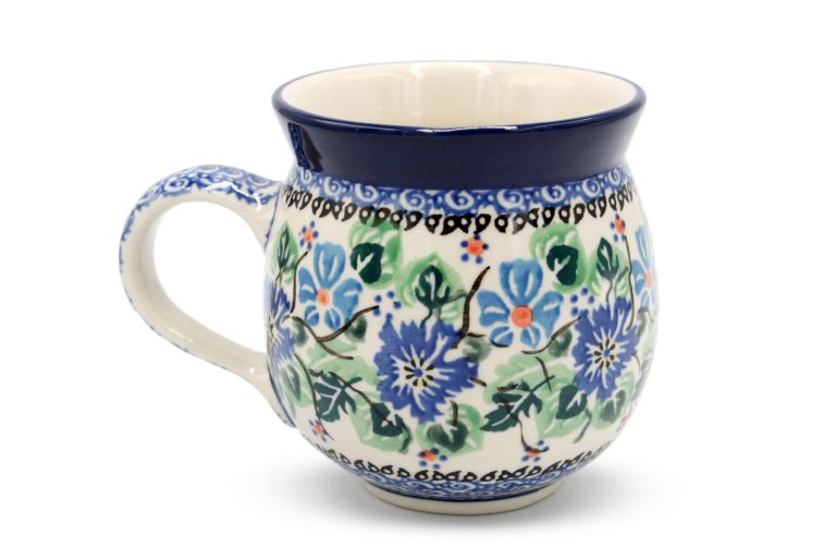 Medium barrel mug Blue Flowers, Ceramika Boleslawiec