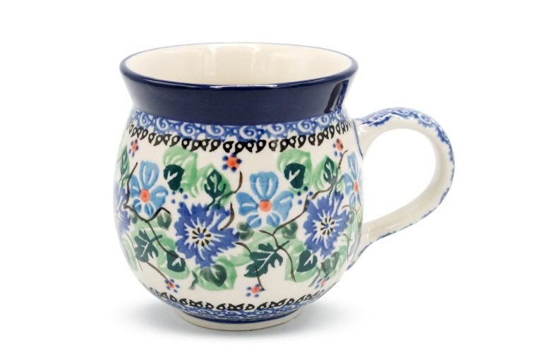 Medium barrel mug Blue Flowers, Ceramika Boleslawiec