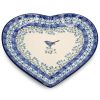 Heart-shaped platter with Bird, Boleslawiec Ceramics