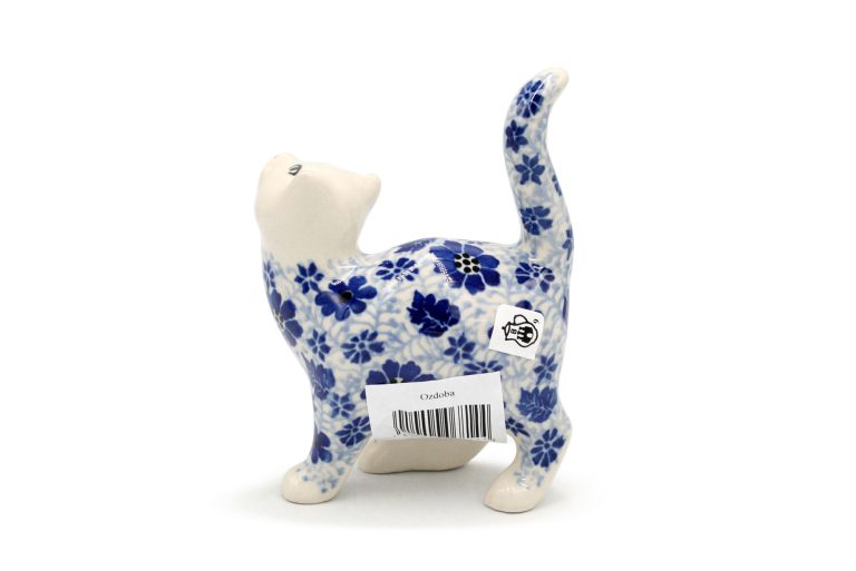 F04 Ceramiczna figurka kota wzor Szafirowa Wazka Ceramika Boleslawiec 2