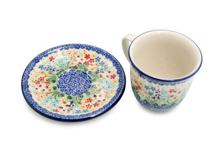 Cup – Cup with saucer, Color pattern, Ceramika Boleslawiec