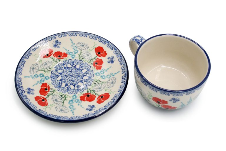 Cup of Poppies and Butterflies, Boleslawiec Ceramics