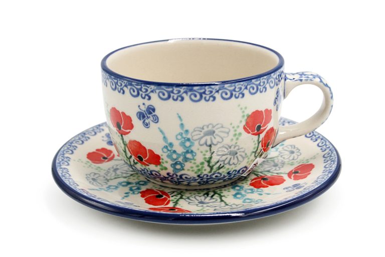 Cup of Poppies and Butterflies, Boleslawiec Ceramics