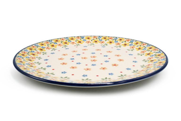 Yellow and Orange Flower Dinner Plate, Ceramika Boleslawiec