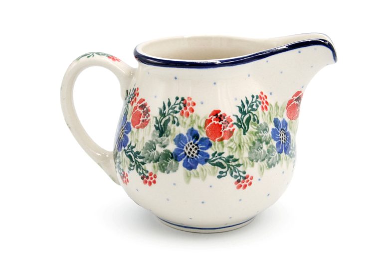 Creamer – pitcher Roses and Blue Flowers, Ceramika Boleslawiec