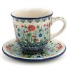 Cup – Cup with saucer Cornflowers and Red Flowers, Ceramika Boleslawiec