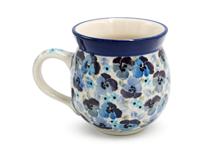 Medium barrel mug Blue Bratki, Ceramika Boleslawiec