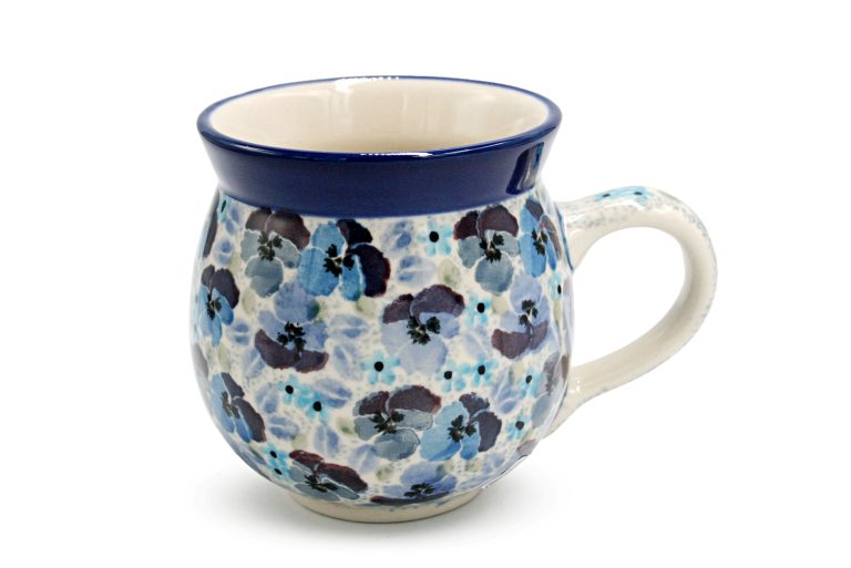 Medium barrel mug Blue Bratki, Ceramika Boleslawiec