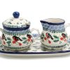 Set of sugar bowl and creamer, Small Giles pattern, Ceramika Boleslawiec