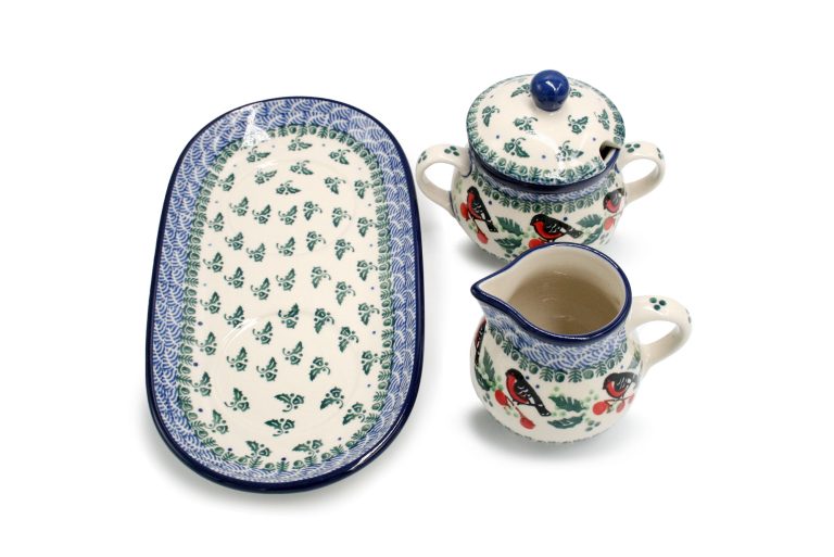 Set of sugar bowl and creamer, Small Giles pattern, Ceramika Boleslawiec