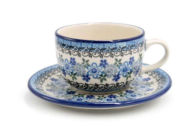 Grey Blue Garland cup, Boleslawiec Ceramics