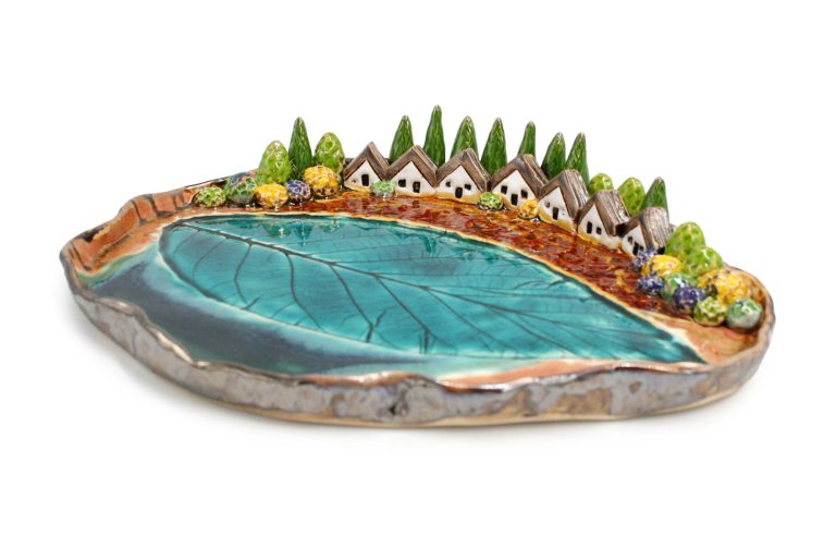 Large platter with houses