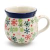 Medium barrel mug Colorful Snowflakes, Ceramika Boleslawiec