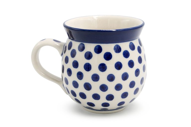 Medium barrel mug Blue dots, Ceramika Boleslawiec