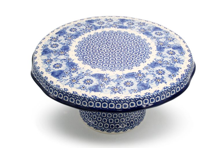 Blue Watercolor Cake Platter, Boleslawiec Ceramics