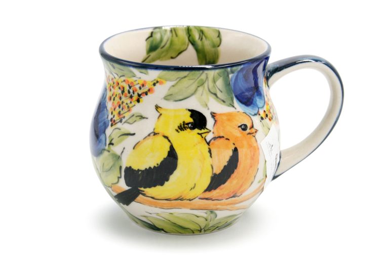 Unique mug Two Birds, Ceramics Boleslawiec