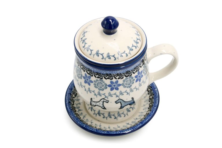 Pieski mug for brewing tea and herbs, Ceramika Boleslawiec