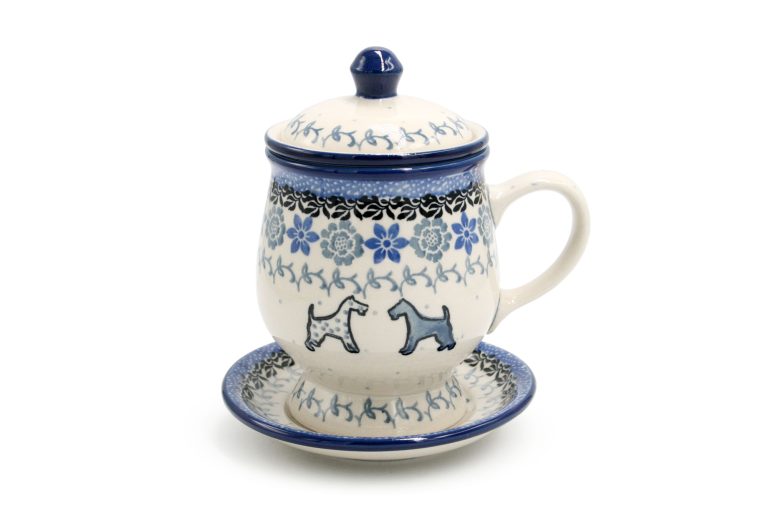 Pieski mug for brewing tea and herbs, Ceramika Boleslawiec