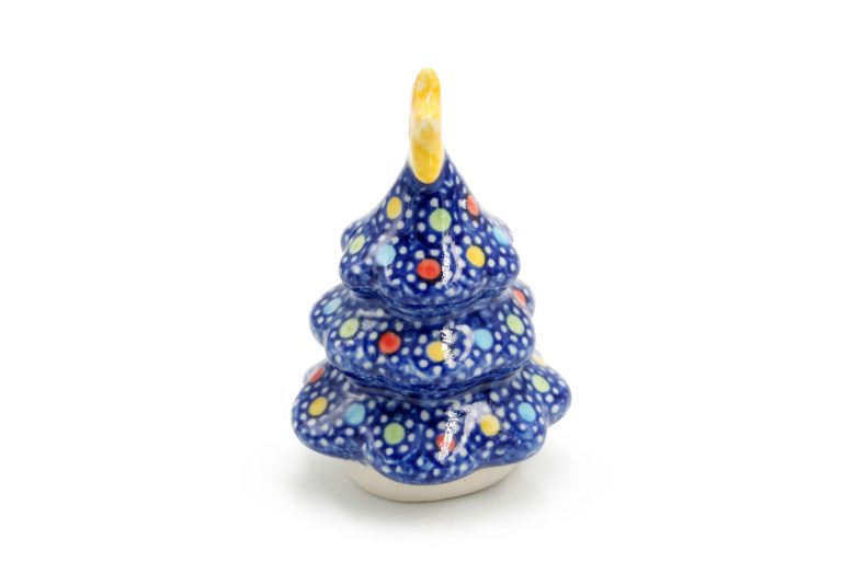 Kerstboomvormige kerstbal, marineblauw, Ceramika Bolesławiec