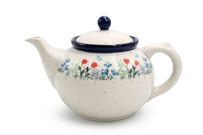 Bright Delicate Flowers 2 kettle, Ceramika Boleslawiec