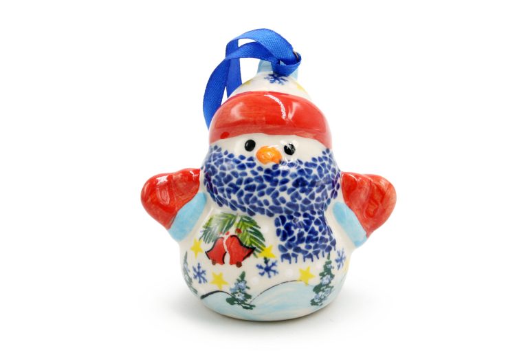 Snowman-shaped bauble Bells and Stars, Ceramika Boleslawiec