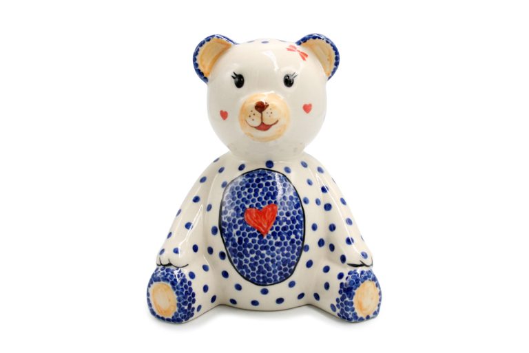 Ceramic piggy bank – heart bear, Ceramika Boleslawiec