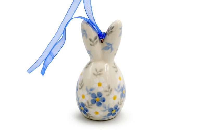 Decorative Hanging Hare Bright Delicate Flowers, Ceramika Boleslawiec