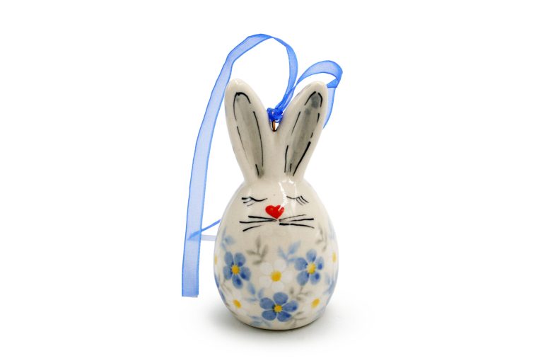 Decorative Hanging Hare Bright Delicate Flowers, Ceramika Boleslawiec