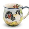 Unique mug Kwoka with Chickens Ceramics Boleslawiec