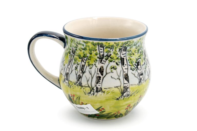 Unique mug Kwoka with Chickens Ceramics Boleslawiec