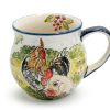 Unique mug Rooster and Hen, Ceramics Boleslawiec