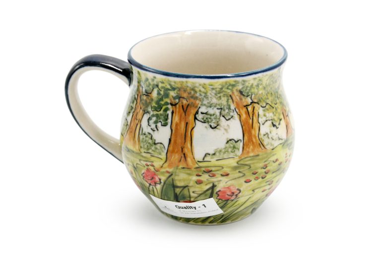 Unique mug Roosters, Ceramika Boleslawiec