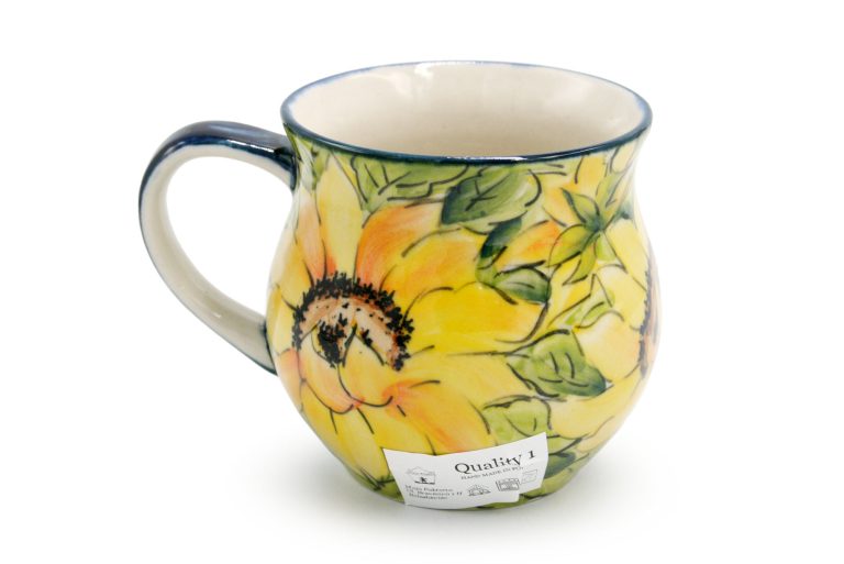Unique mug Sunflowers, Ceramika Boleslawiec
