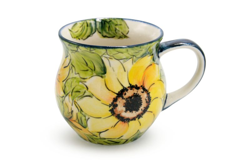 Unique mug Sunflowers, Ceramika Boleslawiec