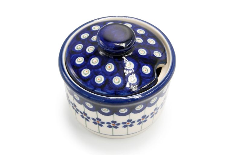 Sugar bowl simple Dot and Flower Ceramics Boleslawiec