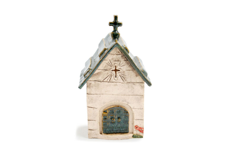 Domek ceramiczny na świeczkę – Seledynowy dach