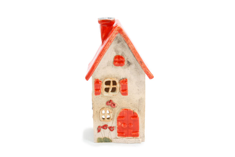 Domek ceramiczny na swieczke – Czerwony dach