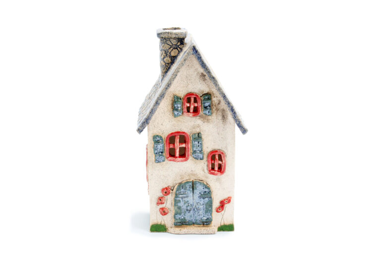 Domek ceramiczny na świeczkę – Kwiecisty dach
