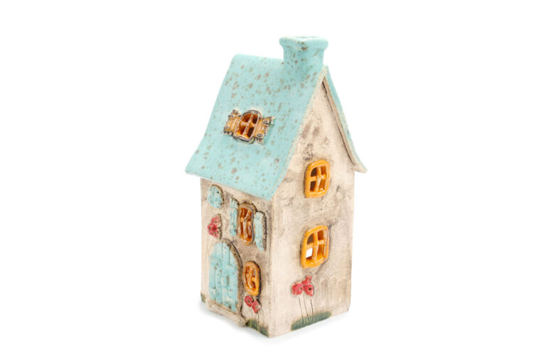 Ceramic candle house – Seledyn roof