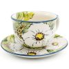 Unique White Flowers teacup, Boleslawiec Ceramics