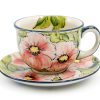 Unique Pink Flowers cup, Boleslawiec Ceramics