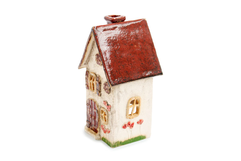 Domek ceramiczny na świeczkę – Brązowy dach