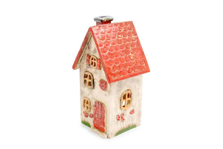 Domek ceramiczny na świeczkę – Czerwony dach 3