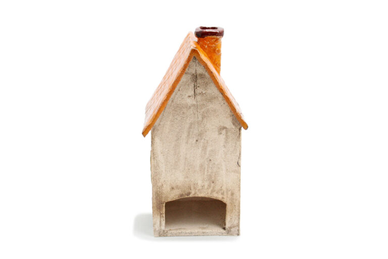 Domek ceramiczny na świeczkę – Pomarańczowy dach