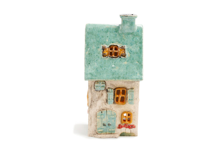 Domek ceramiczny na świeczkę – Seledynowy dach 6