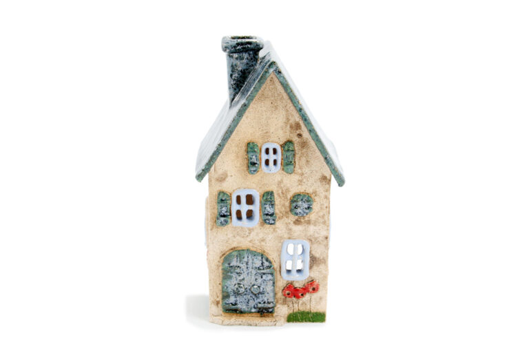 Domek ceramiczny na świeczkę – Srebrny dach